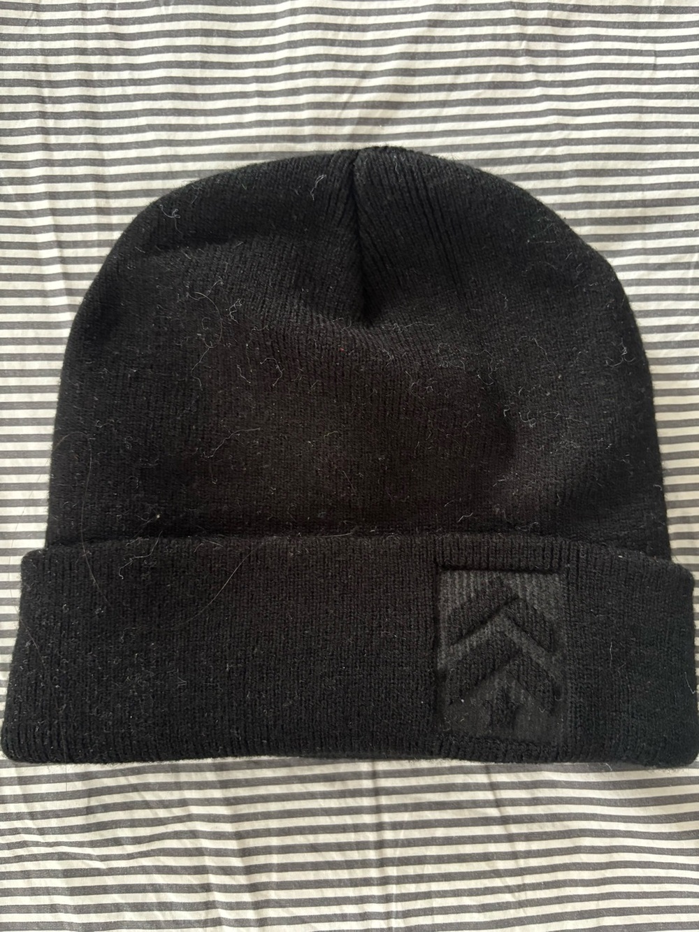 Barry’s Branded Black Knit Beanie with Chevron Patch